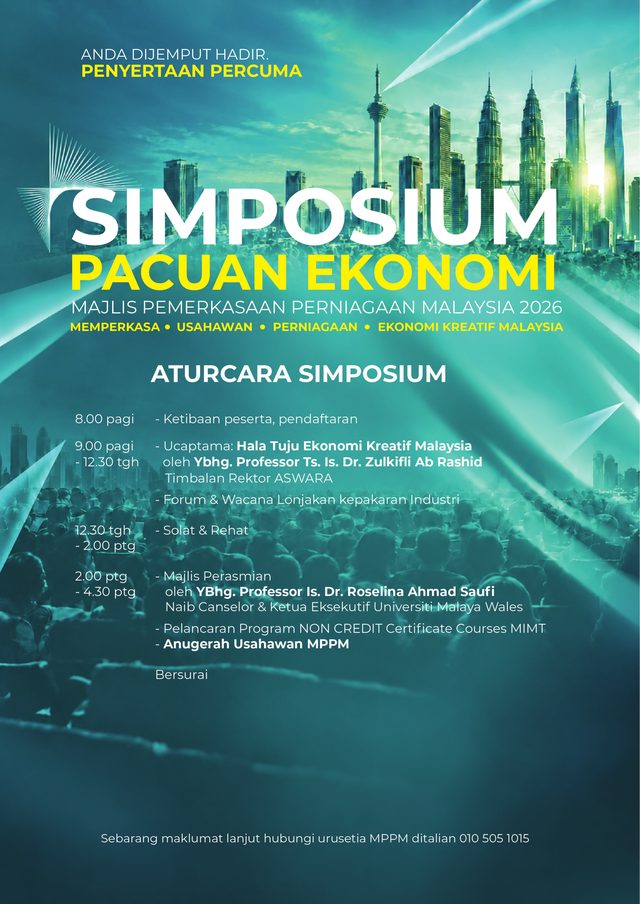 Simposium Pacuan Ekonomi 2026 poster, page 2: programme schedule